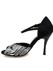 Carica immagine nella Galleria, Wish Dance Shop 620 Raso Zebra Con Tallone in Camoscio Nero
