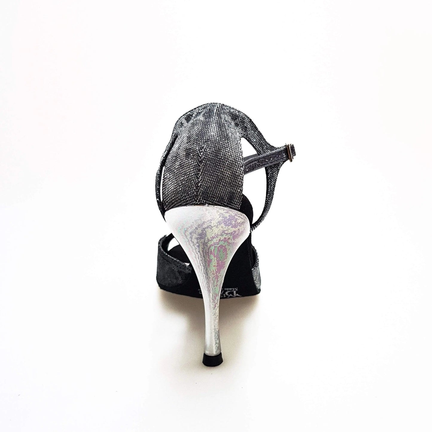 Sandalo da donna Morgane Scarlett (691) in Sunseet Carbon con fascette glitter e tacco laminato, scarpa elegante Wish Dance Shop