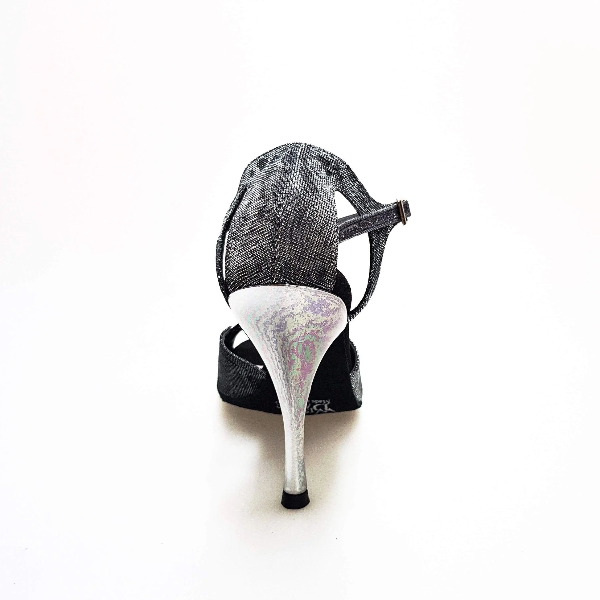 Sandalo da donna Morgane Scarlett (691) in Sunseet Carbon con fascette glitter e tacco laminato, scarpa elegante Wish Dance Shop