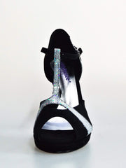 Carica immagine nella Galleria, Wish Dance Shop 698x Camoscio Nero e Glitter Argento Con Plateau

