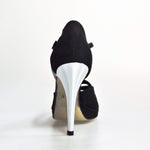 Load image into Gallery viewer, Wish Dance Shop 698x Camoscio Nero e Glitter Argento Con Plateau
