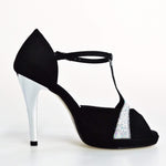 Load image into Gallery viewer, Wish Dance Shop 698x Camoscio Nero e Glitter Argento Con Plateau
