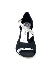 Load image into Gallery viewer, Anita (731) - Woman&#39;s Sandal in Black Suede and Silver Prism with Slim Heel

