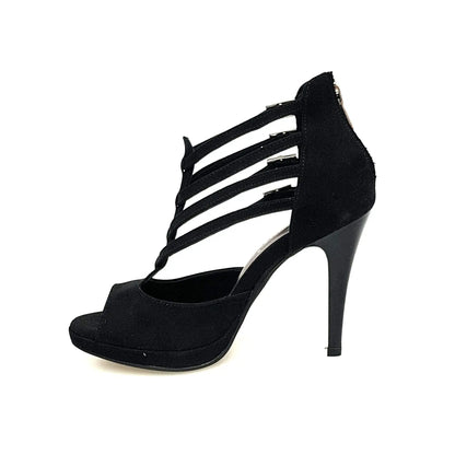 Scarpa donna Lussuria Wish Dance Shop in camoscio nero con tacco alto a spillo, plateau e design elegante
