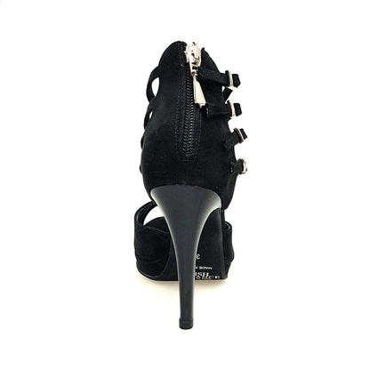 Scarpa donna Lussuria Wish Dance Shop in camoscio nero con tacco alto a spillo largo e plateau confortevole.