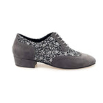 Load image into Gallery viewer, Siviglia (811) - Lace-up in Dovetail Mod. Oxford in Gray Suede and Silver Fiorato
