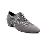 Load image into Gallery viewer, Siviglia (811) - Lace-up in Dovetail Mod. Oxford in Gray Suede and Silver Fiorato
