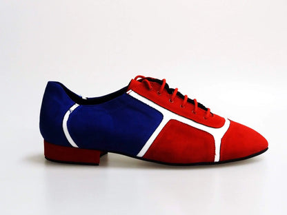Sneaker Manuel 820 Caribe in camoscio blu royal e rosso con inserti bianchi, stile casual e alla moda.