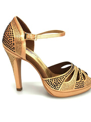 Carica immagine nella Galleria, Wish Dance Shop Alexa - Scarpa da Ballo in Raso Bronzo Con Swarovski
