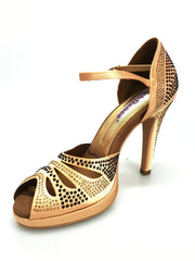 Carica immagine nella Galleria, Wish Dance Shop Alexa - Scarpa da Ballo in Raso Bronzo Con Swarovski
