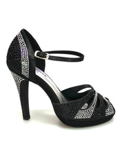 Carica immagine nella Galleria, Wish Dance Shop Alexa - Scarpa da Ballo in Raso Nero Con Swarovski

