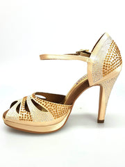 Carica immagine nella Galleria, Wish Dance Shop Alexa - Scarpa da Ballo in Raso Oro Con Swarovski
