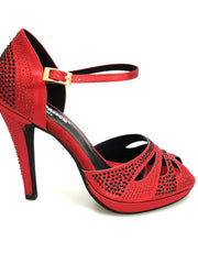 Carica immagine nella Galleria, Wish Dance Shop Alexa - Scarpa da Ballo in Raso Rosso Con Swarovski
