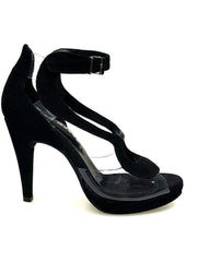 Load image into Gallery viewer, Wish Dance Shop Angela in Camoscio Nero con parti in Plexiglass e Plateau
