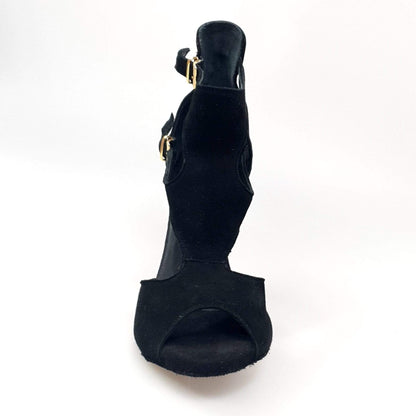 Sandalo donna Anna in camoscio nero, scarpa Wish Dance Shop, con design elegante e comodo, primo piano dell'accessorio.