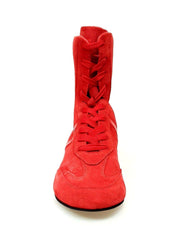Load image into Gallery viewer, Clay - High Sneaker in Red Suede with Red Patent Detail Covered in Genuine Italian Leather
