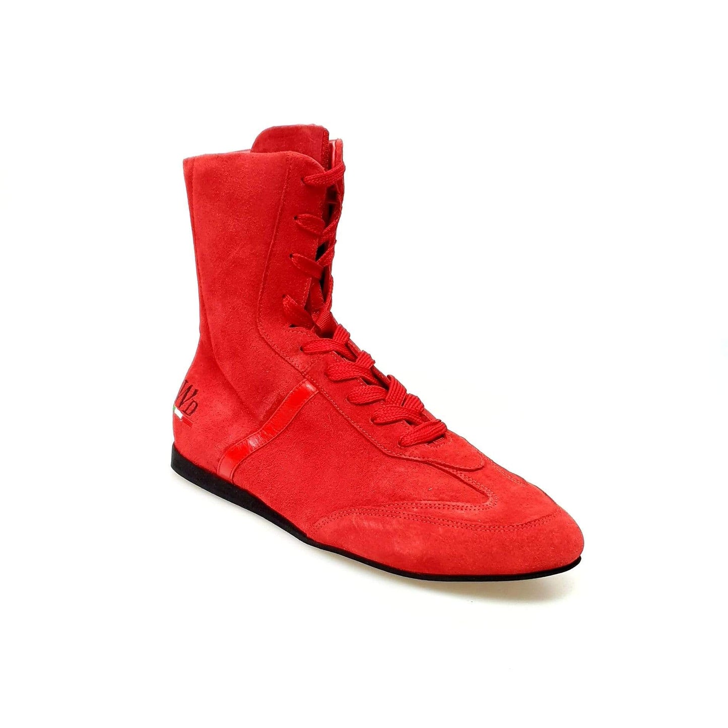 Sneaker alta Clay di Wish Dance Shop in camoscio rosso con dettaglio in vernice rossa e rivestimento in vera pelle italiana