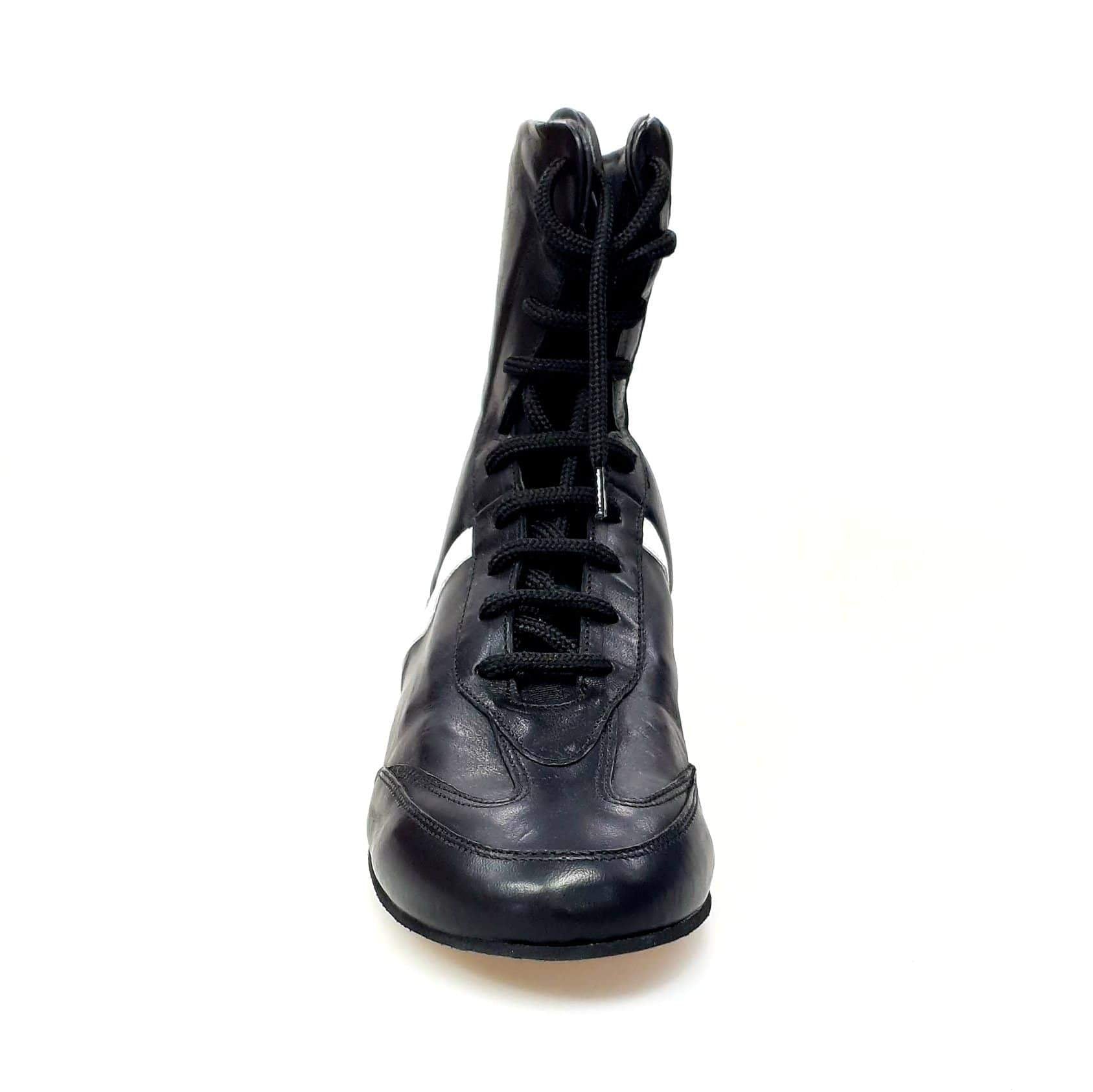 Sneaker alta in pelle nera con dettaglio bianco e rivestimento in vera pelle italiana, scarpa Wish Dance Shop.