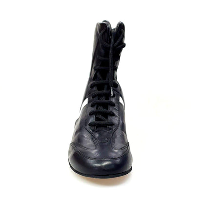Sneaker alta in pelle nera con dettaglio bianco e rivestimento in vera pelle italiana, scarpa Wish Dance Shop.
