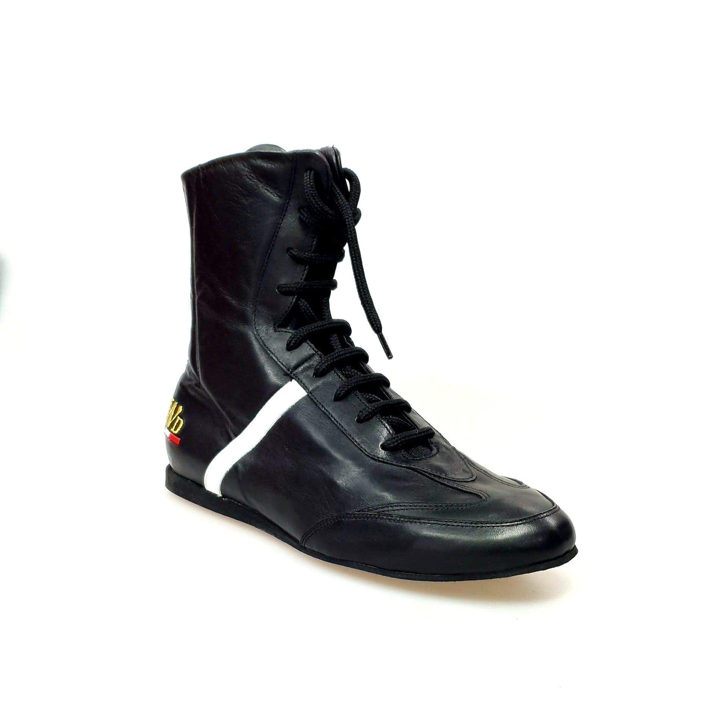 Sneaker alta Wish Dance Shop in pelle nera con dettaglio in pelle bianca, rivestita in vera pelle italiana, scarpa di moda.