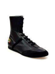 Load image into Gallery viewer, Clay - High Sneaker in Black Leather with Details in Black Suede Covered in Genuine Italian Leather
