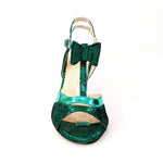 Carica immagine nella Galleria, Wish Dance Shop D&#39;orsay in Pelle laminata Verde Modello Fiocco con Tacco a spillo
