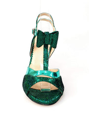 Load image into Gallery viewer, Wish Dance Shop D&#39;orsay in Pelle laminata Verde Modello Fiocco con Tacco a spillo
