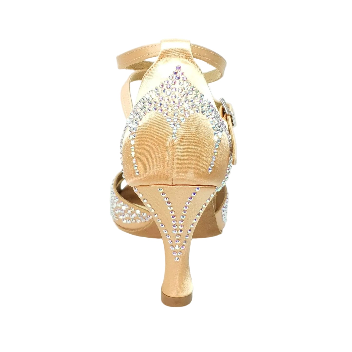 Scarpa da ballo Deluxe Butterfly Wish Dance Shop in raso seta carne con Swarovski e tacco a rocchetto, dettagli eleganti e raffinati