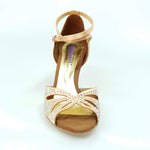 Load image into Gallery viewer, Wish Dance Shop Deluxe - Scarpa da Ballo in Raso Seta Carne con Swarovski e Tacco a Rocchetto
