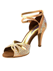 Carica immagine nella Galleria, Wish Dance Shop Deluxe - Scarpa da Ballo in Raso Seta Carne con Swarovski e Tacco a Spillo