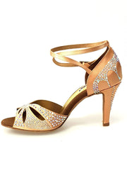 Carica immagine nella Galleria, Wish Dance Shop Deluxe - Scarpa da Ballo in Raso Seta Carne con Swarovski e Tacco a Spillo