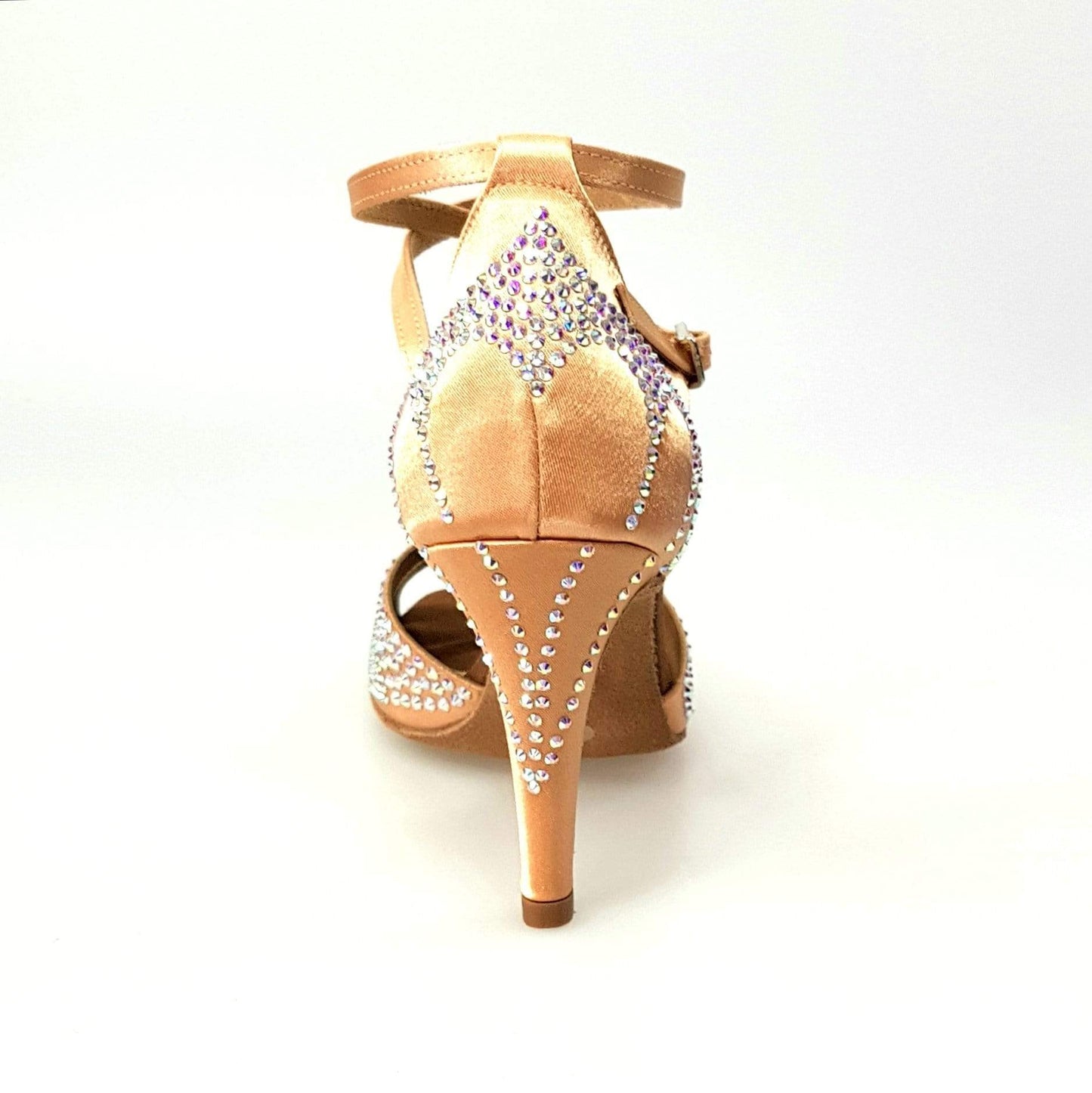 Scarpa da ballo in raso seta carne con Swarovski e tacco a spillo largo, modello Deluxe Butterfly Wish Dance Shop