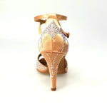 Load image into Gallery viewer, Scarpa da ballo in raso seta carne con Swarovski e tacco a spillo largo, modello Deluxe Butterfly Wish Dance Shop
