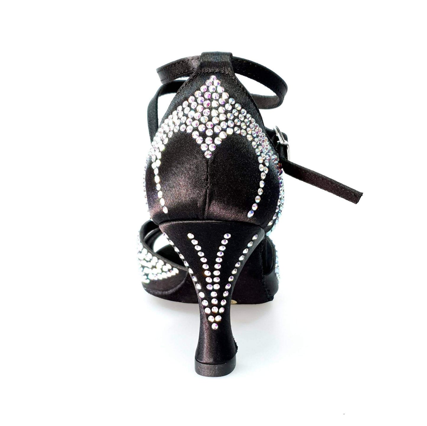 Scarpa da ballo in raso seta nera Wish Dance Shop con dettagli Swarovski e tacco a rocchetto, stile elegante e raffinato
