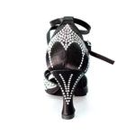 Load image into Gallery viewer, Wish Dance Shop Deluxe - Scarpa da Ballo in Raso Seta Nera con Swarovski e Tacco a Rocchetto
