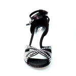 Load image into Gallery viewer, Wish Dance Shop Deluxe - Scarpa da Ballo in Raso Seta Nera con Swarovski e Tacco a Rocchetto
