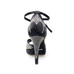 Load image into Gallery viewer, Deluxe Plus (LP2) - Black Silk Satin Dancing Shoe with Swarovski High Stiletto Heel and Flex Plateau

