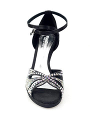 Carica immagine nella Galleria, Deluxe Plus (LP2) - Scarpa da Ballo in Raso Seta Nera con Swarovski Tacco Alto a Spillo Largo e Plateau Flex
