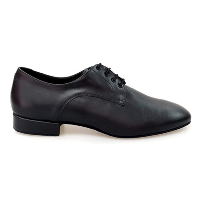 Scarpa Derby uomo in pelle nera con suola Comfort Flex, stile classico e elegante, marca Wish Dance Shop.
