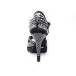 Load image into Gallery viewer, Diamond (LP5) - Black Satin Dance Shoe With Swarovski Wide Stiletto Heel and Flex Plateau
