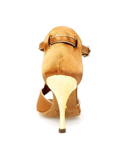 Carica immagine nella Galleria, ELIDE (401) - Sandalo da Donna in Raso Seta Bronzo con Tacco a Spillo Oro
