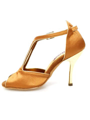 Carica immagine nella Galleria, ELIDE (401) - Sandalo da Donna in Raso Seta Bronzo con Tacco a Spillo Oro
