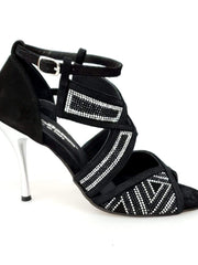 Carica immagine nella Galleria, Wish Dance Shop Glam - Scarpa da donna in Camoscio e Miniborchie Argento e Nere
