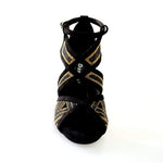 Carica immagine nella Galleria, Wish Dance Shop Glam - Scarpa da donna in Camoscio e Miniborchie Oro e Nere
