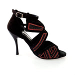 Carica immagine nella Galleria, Wish Dance Shop Glam - Scarpa da donna in Camoscio e Miniborchie Rosse e Nere
