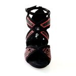 Carica immagine nella Galleria, Wish Dance Shop Glam - Scarpa da donna in Camoscio e Miniborchie Rosse e Nere
