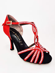 Carica immagine nella Galleria, Wish Dance Shop Infinity Extraflex Competition Raso Seta Rosso Swarovski Parziale Rivestimento interno in Pelle
