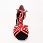 Load image into Gallery viewer, Wish Dance Shop Infinity Extraflex Competition Raso Seta Rosso Swarovski Parziale Rivestimento interno in Pelle
