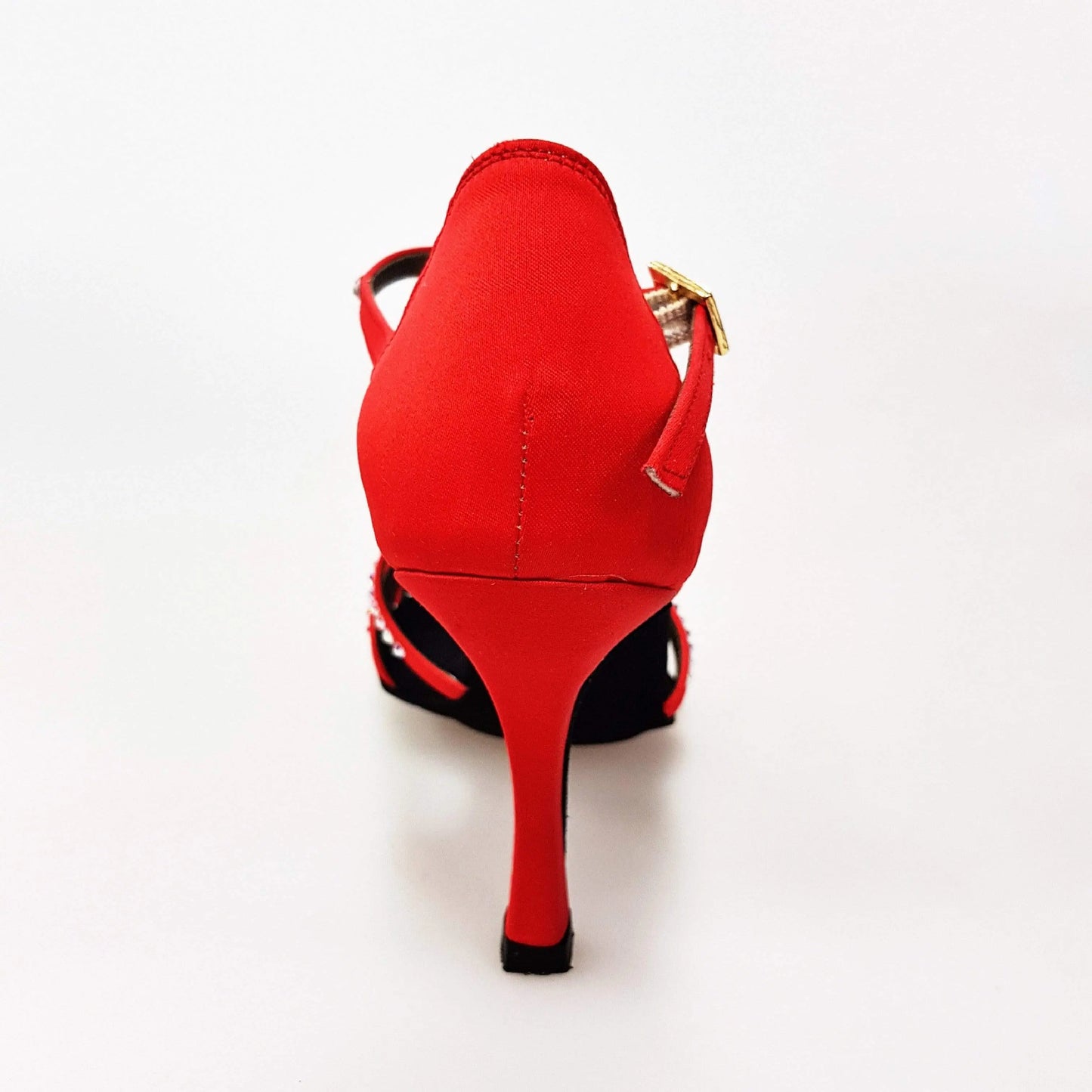 Scarpa da donna Wish Dance Shop Infinity (BI-Flex) in raso seta rosso con Swarovski parziali e suola extraflex per competizione