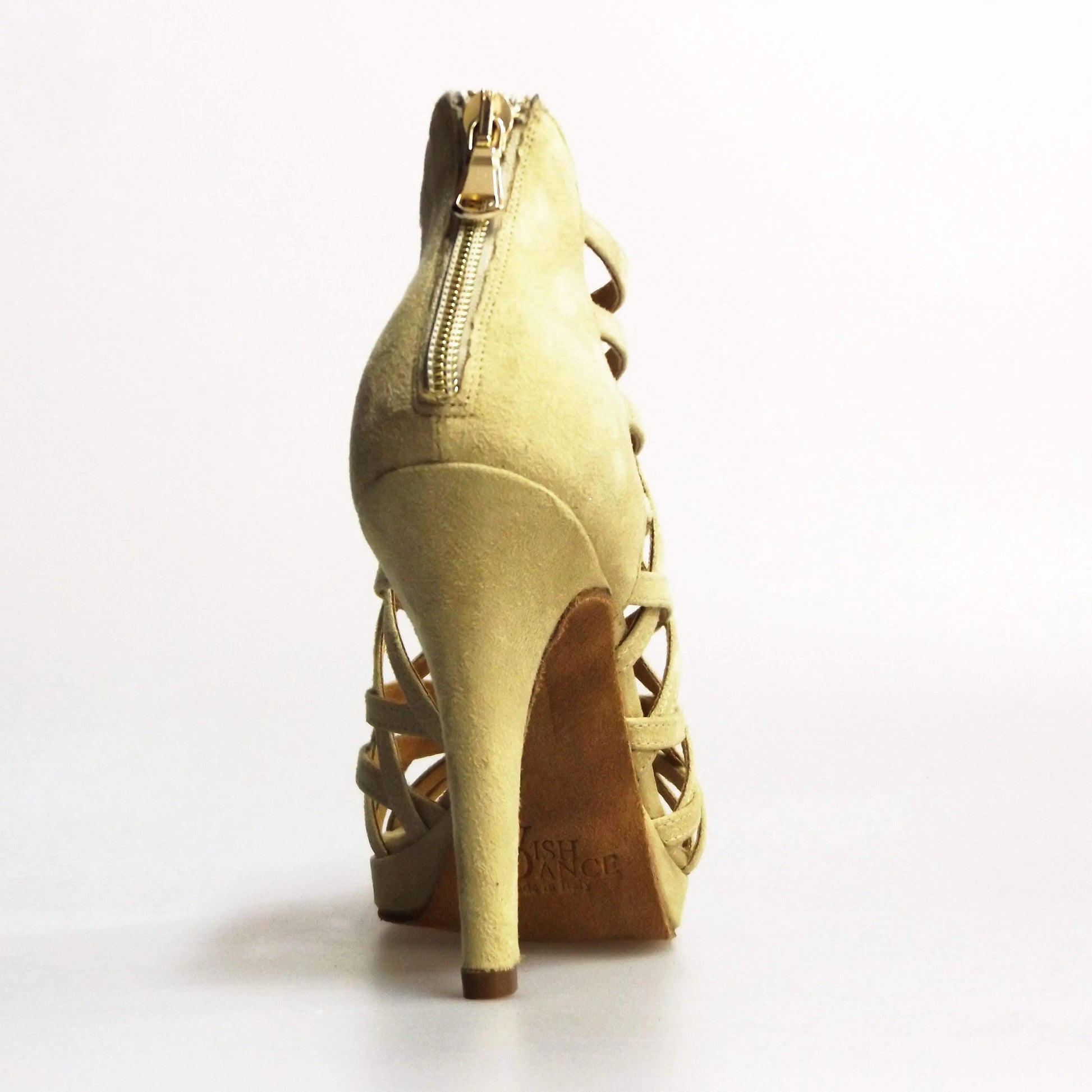 Scarpa da donna Intrigo (780) in camoscio beige con tacco a spillo e plateau, marca Wish Dance Shop